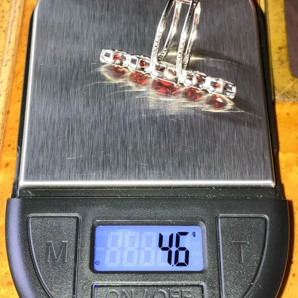 Natural Vermelho Red Garnet Sterling Silver Cocktail Ring Size 5.75